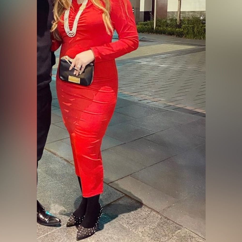 Red maxi dress with back slit
